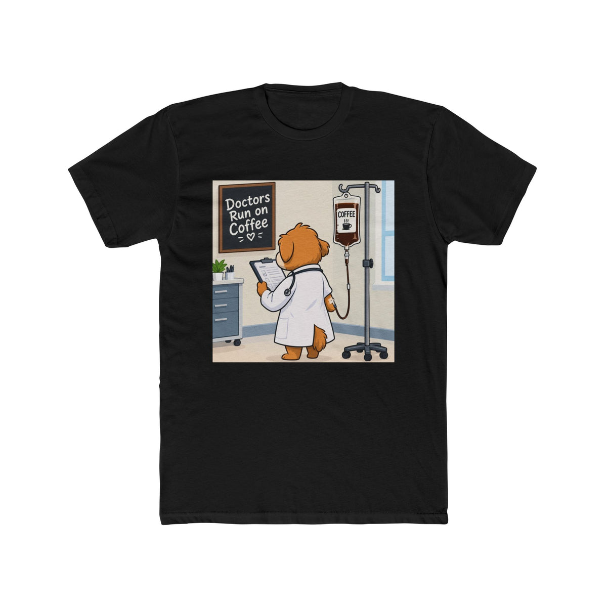 Doctors Run on Coffee Cute Dog Nurse T-Shirt