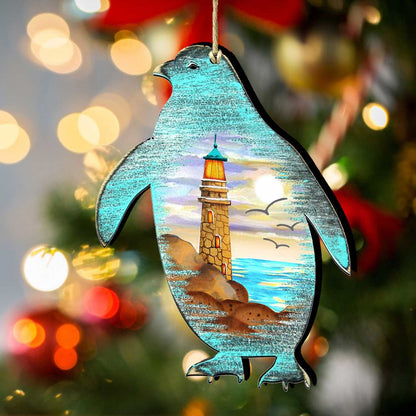 Penguins Wooden Ornaments by G. DeBrekht - Coastal Holiday Decor - 8198542-2