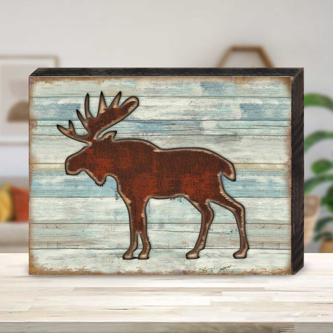 Rustic Moose Wooden Wall Art by G. DeBrekht - Wildlife Holiday Decor - 8198222B-0