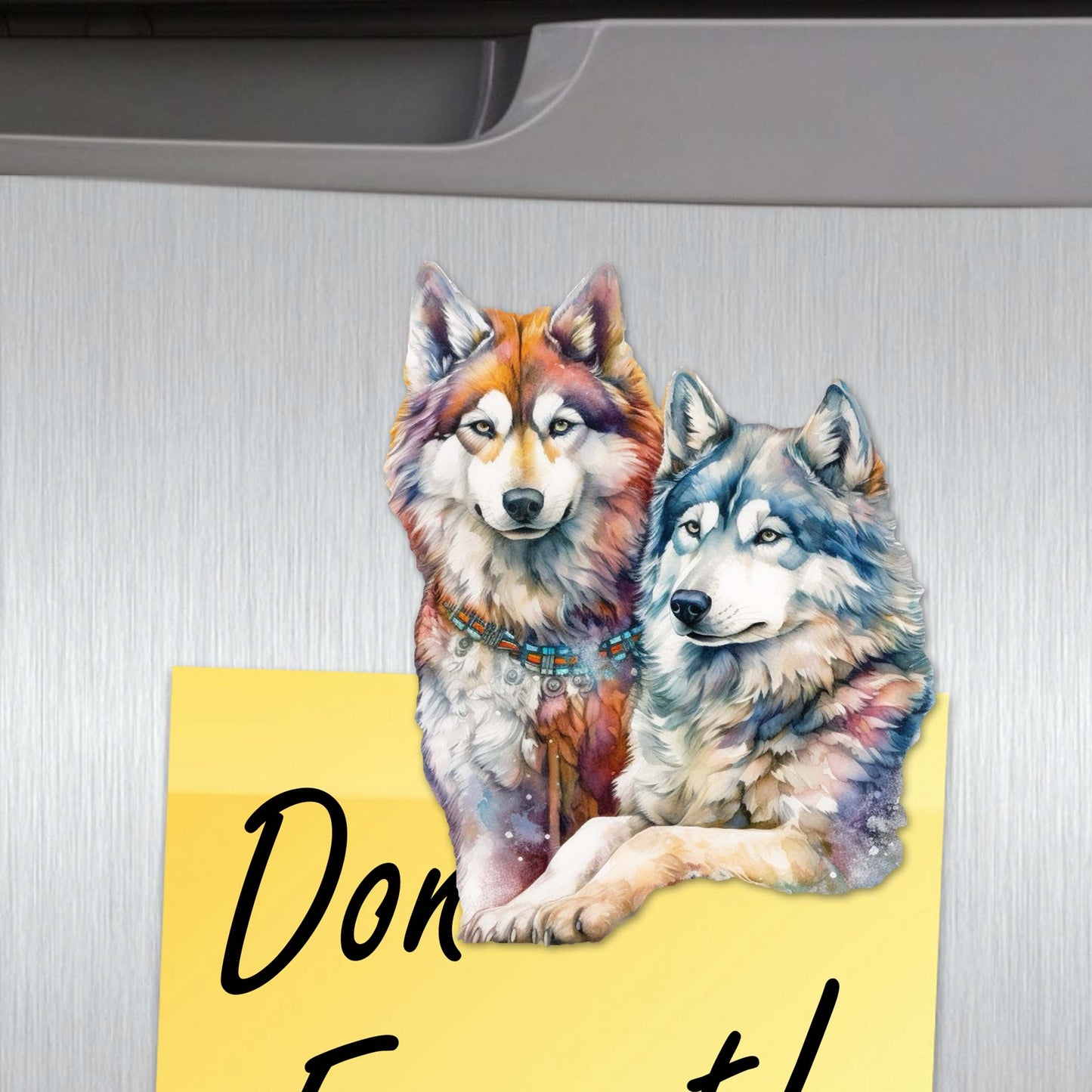 The Graceful Huskies Decorative Eco Wood Magnets Set of 6 by G. Debrekht - Wildlife Decor - 8090115G-S6-1