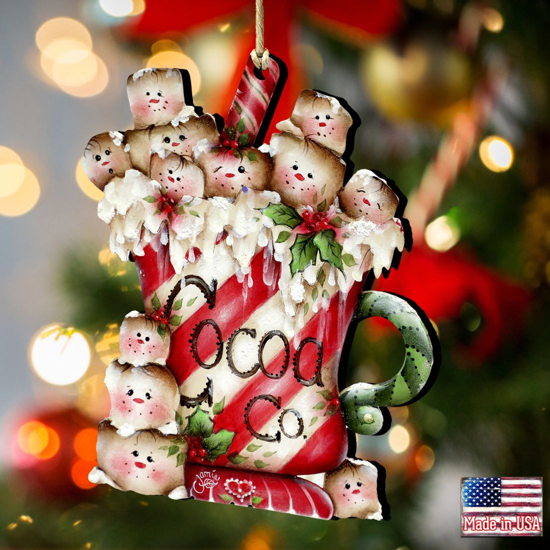 Marshmallow Cocoa Company Wooden Ornaments by Jamie Mills-Price - Christmas Decor - 8457513-2