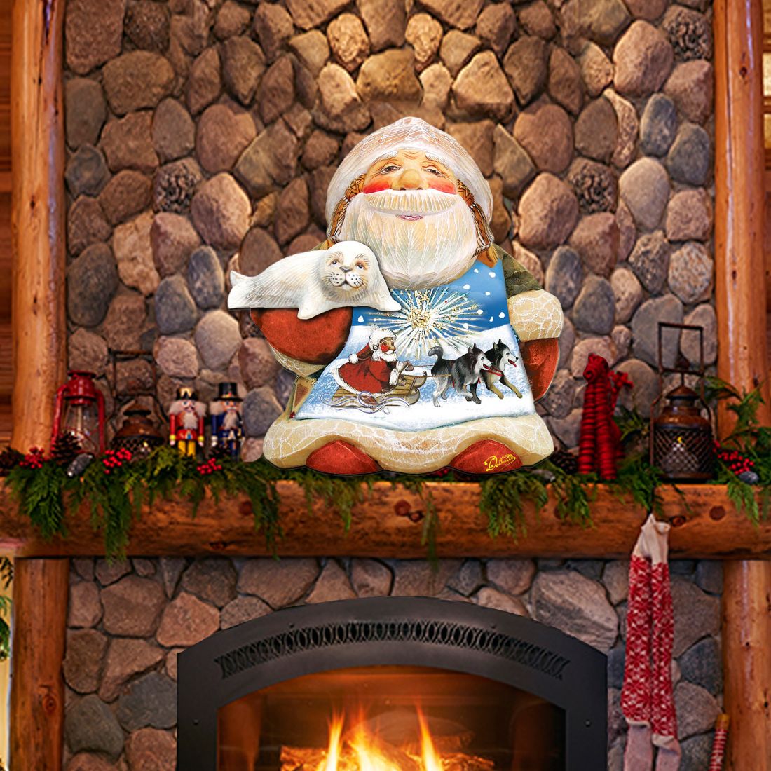 Northern Light Santa Holiday Door Decor by G. DeBrekht - Christmas Decor - 8151844H-1