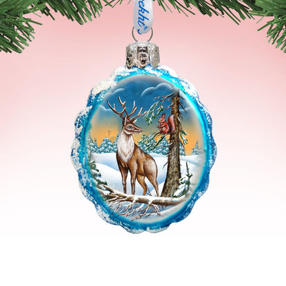 Deer and Friend Mercury Glass Ornament by G. DeBrekht - Wildlife Holiday Décor - 771013-1