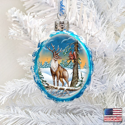 Deer and Friend Mercury Glass Ornament by G. DeBrekht - Wildlife Holiday Décor - 771013-0