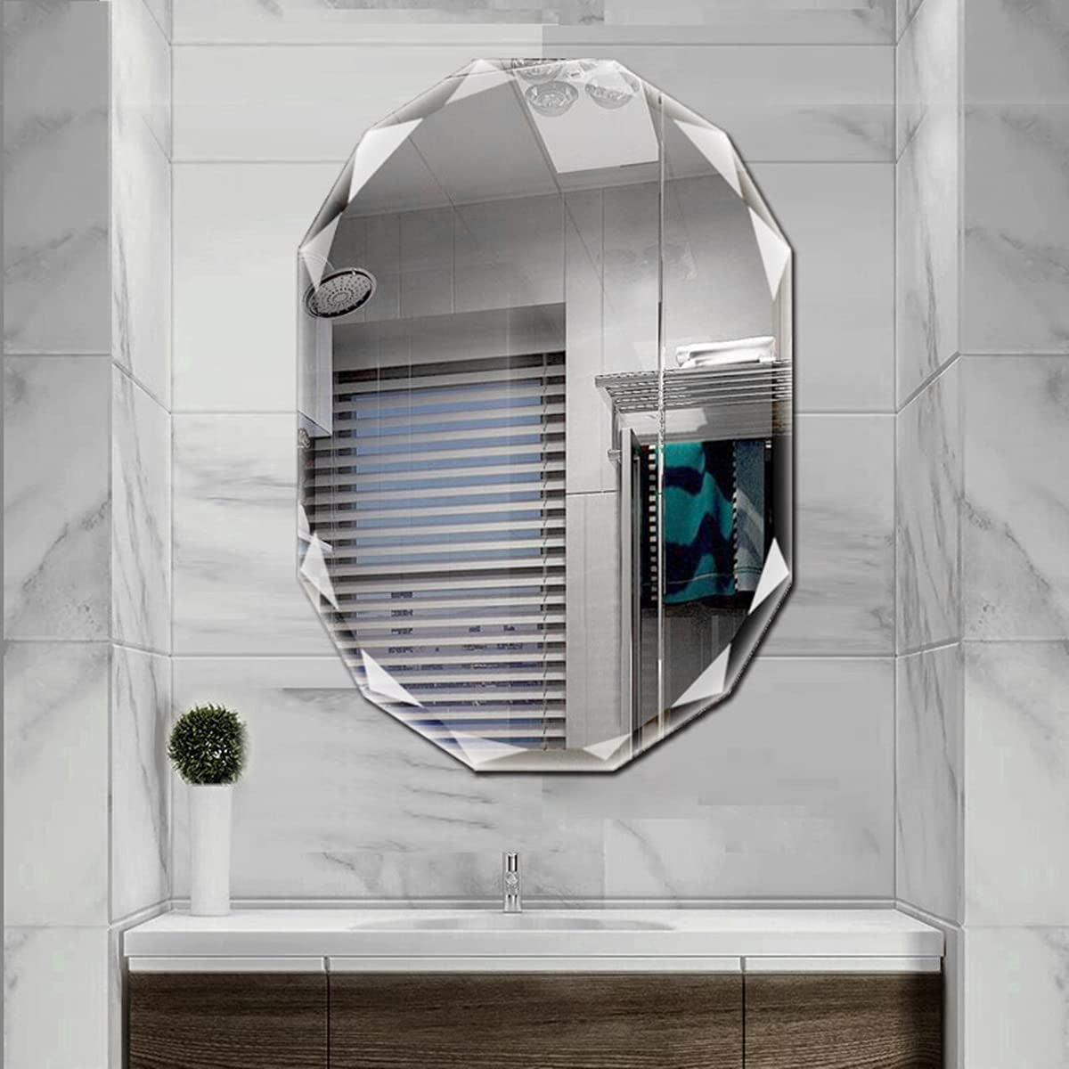 Single Beveled Edge Frameless Wall Mount Bathroom Vanity Mirror, 24” X 36”|Silver|-0