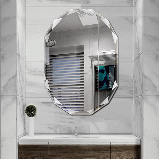 Single Beveled Edge Frameless Wall Mount Bathroom Vanity Mirror, 24” X 36”|Silver|-0