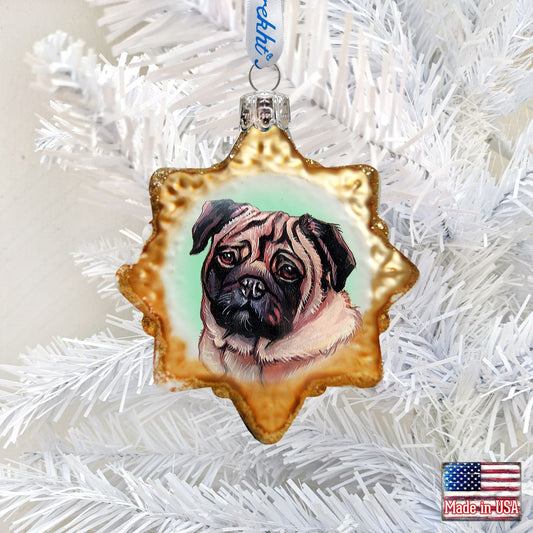 Cute Pug Mercury Glass Ornament by G. DeBrekht - Pets Dog and Cats Décor - 774019-0