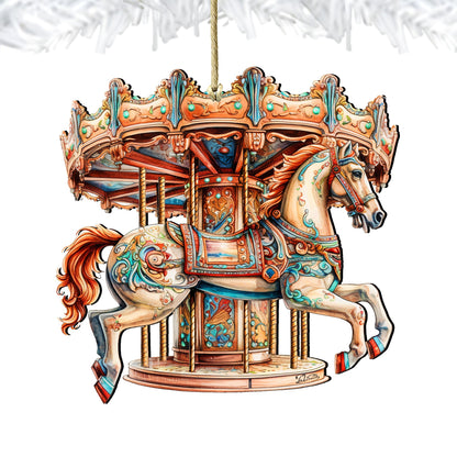 Carousel Horse Wooden Ornaments by G. Debrekht Christmas Decor - 8611027-3
