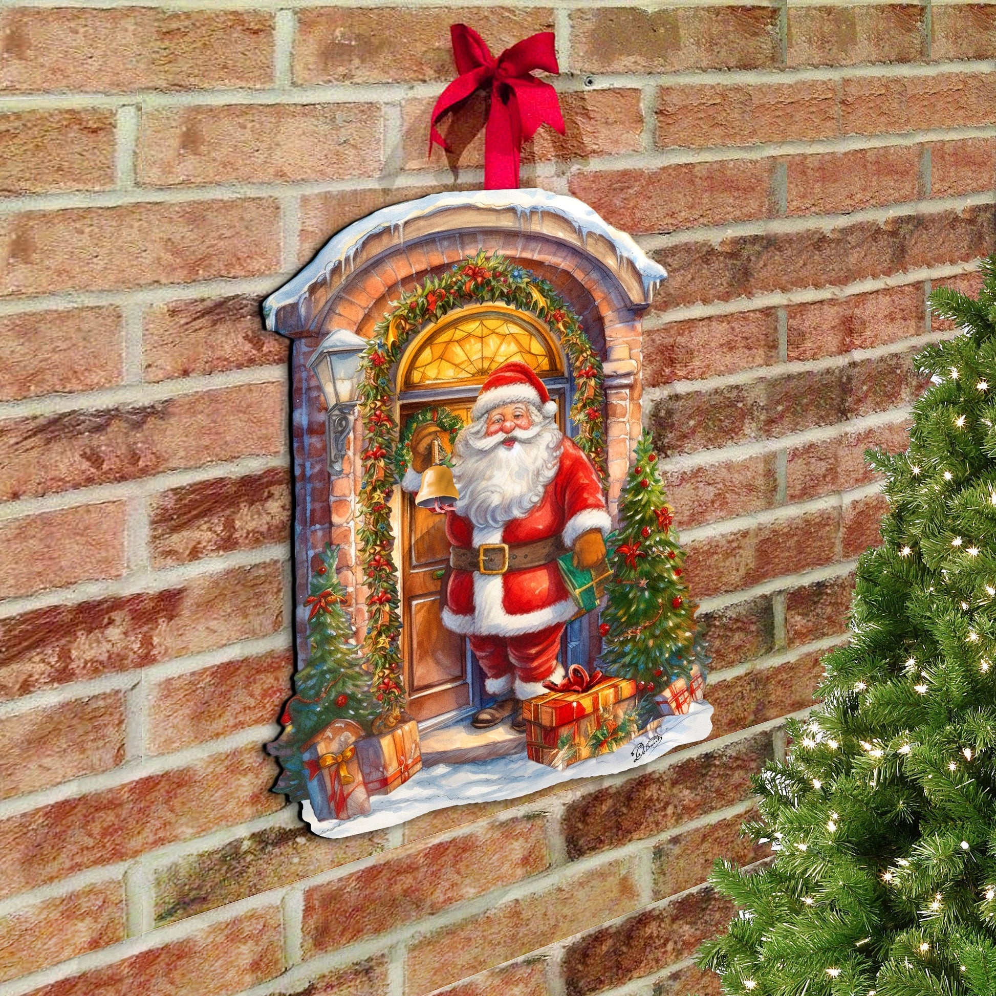 Knocking the door Santa Holiday Door Decor  by G. Debrekht - Christmas Decor - 8611044H-2