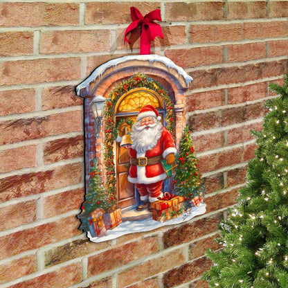 Knocking the door Santa Holiday Door Decor  by G. Debrekht - Christmas Decor - 8611044H-2