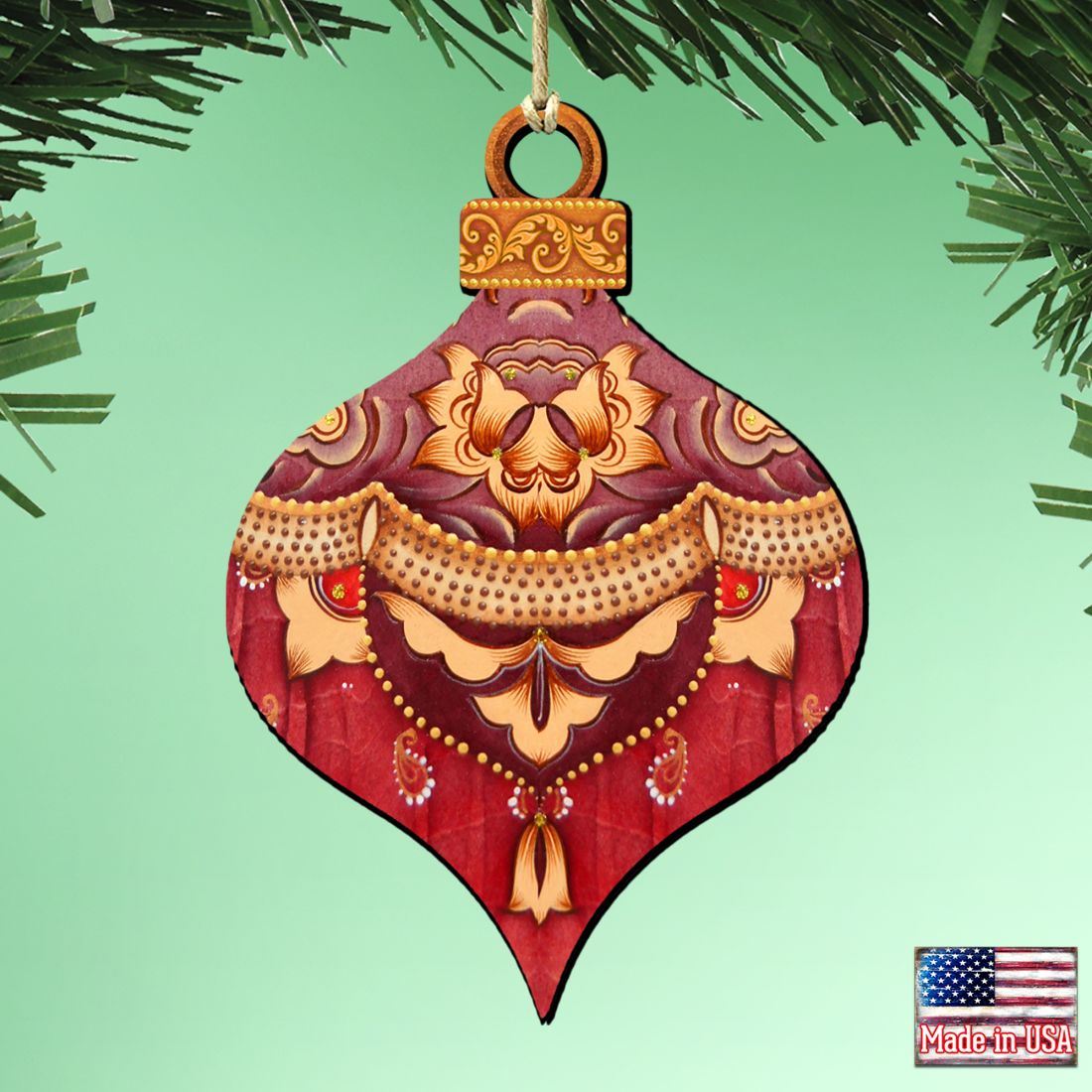 Red Round Ball Wooden Ornaments by G. DeBrekht - Christmas Decor - 8193148-1