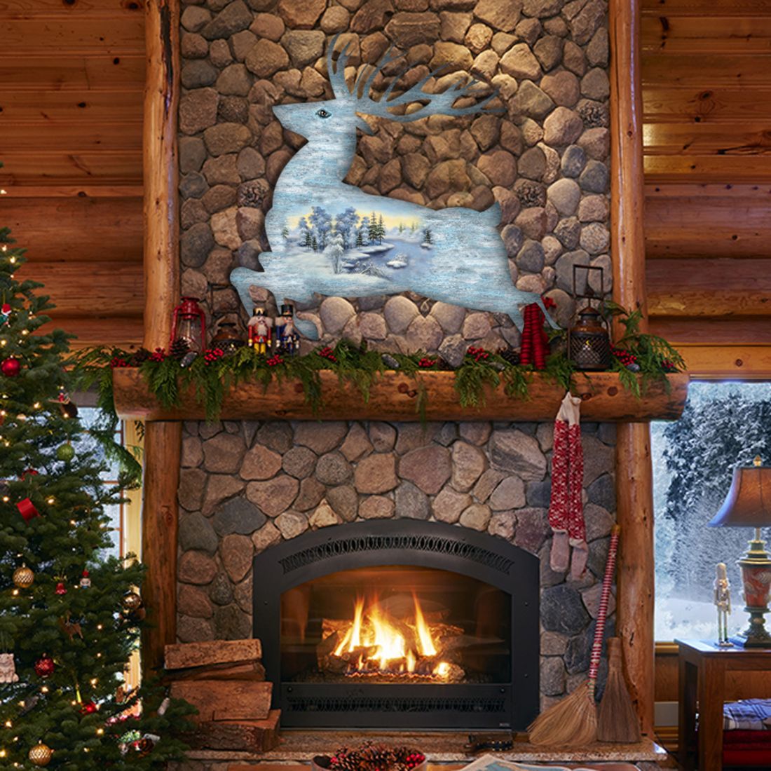 Prancing Deer Wildlife Door Decor - G. DeBrekht - Wildlife Holiday Decor - 8198211-1H-1