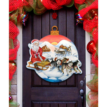 Northern Light Santa Christmas Door Decor by G. DeBrekht - Christmas Santa Snowman Decor - 8117419H-0