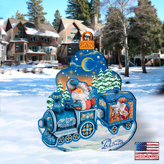 Santa Arrival Christmas Outdoor Yard Sign by G. DeBrekht - Christmas Santa Snowman Decor - 8112180F-0