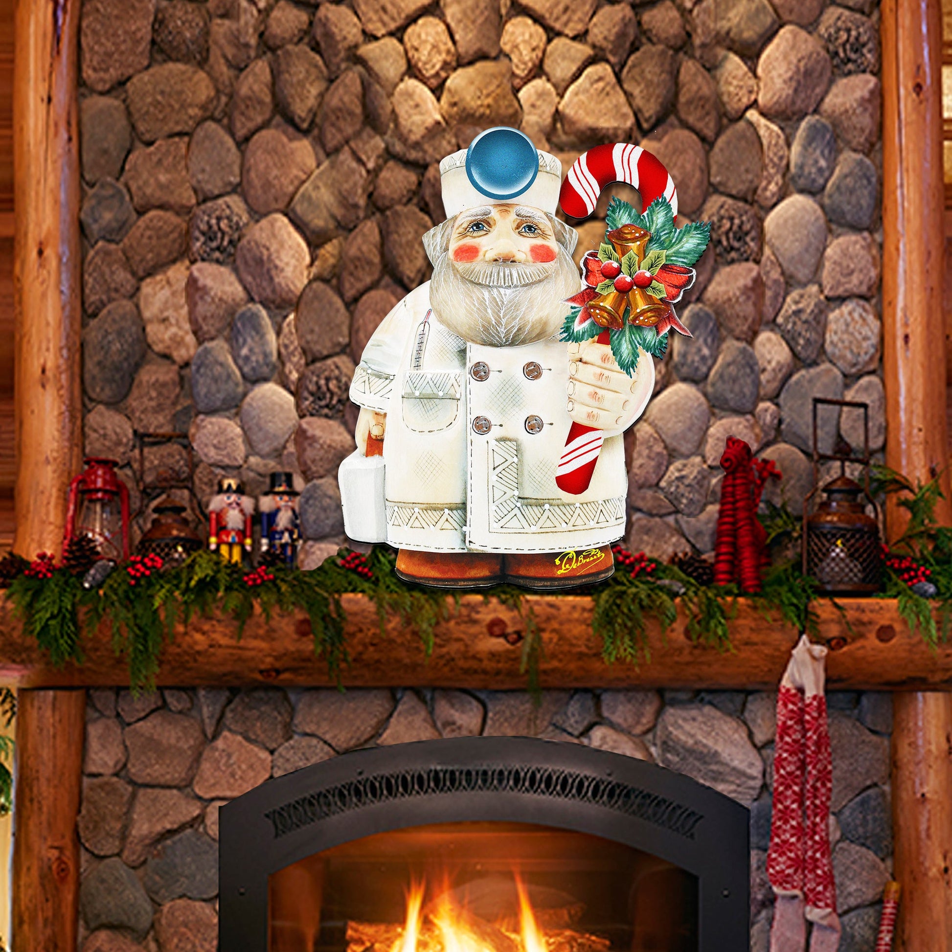 Candy Cane Doctor Santa Door Decor by G. DeBrekht - Christmas Santa Snowman Decor - 8151924H-1