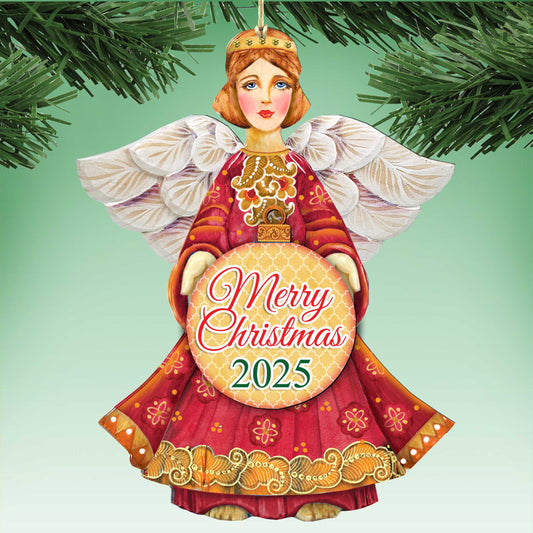 2025 Dated Wooden Nativity Angel Ornaments by G. Debrekht - Holiday Decor - 8152722-4-D25-0