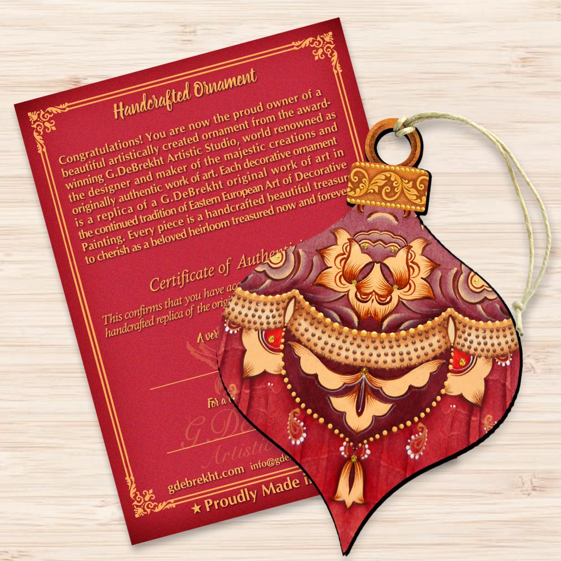 Red Round Ball Wooden Ornaments by G. DeBrekht - Christmas Decor - 8193148-3