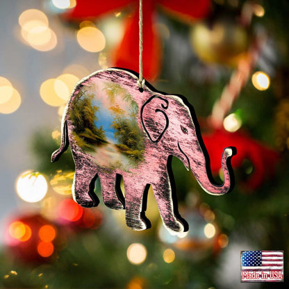Rustic Elephant Wooden Ornaments by Nature Wonders - Wildlife Holiday Decor - 8198229-2
