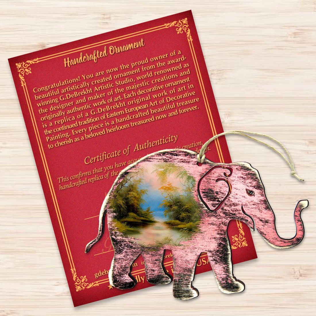 Rustic Elephant Wooden Ornaments by Nature Wonders - Wildlife Holiday Decor - 8198229-3