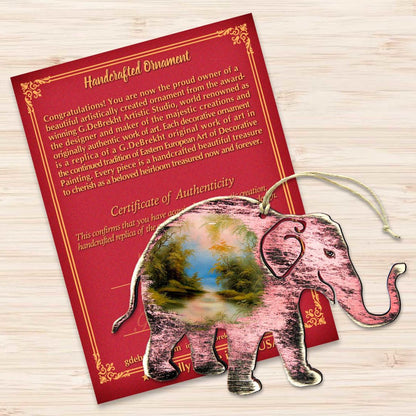 Rustic Elephant Wooden Ornaments by Nature Wonders - Wildlife Holiday Decor - 8198229-3