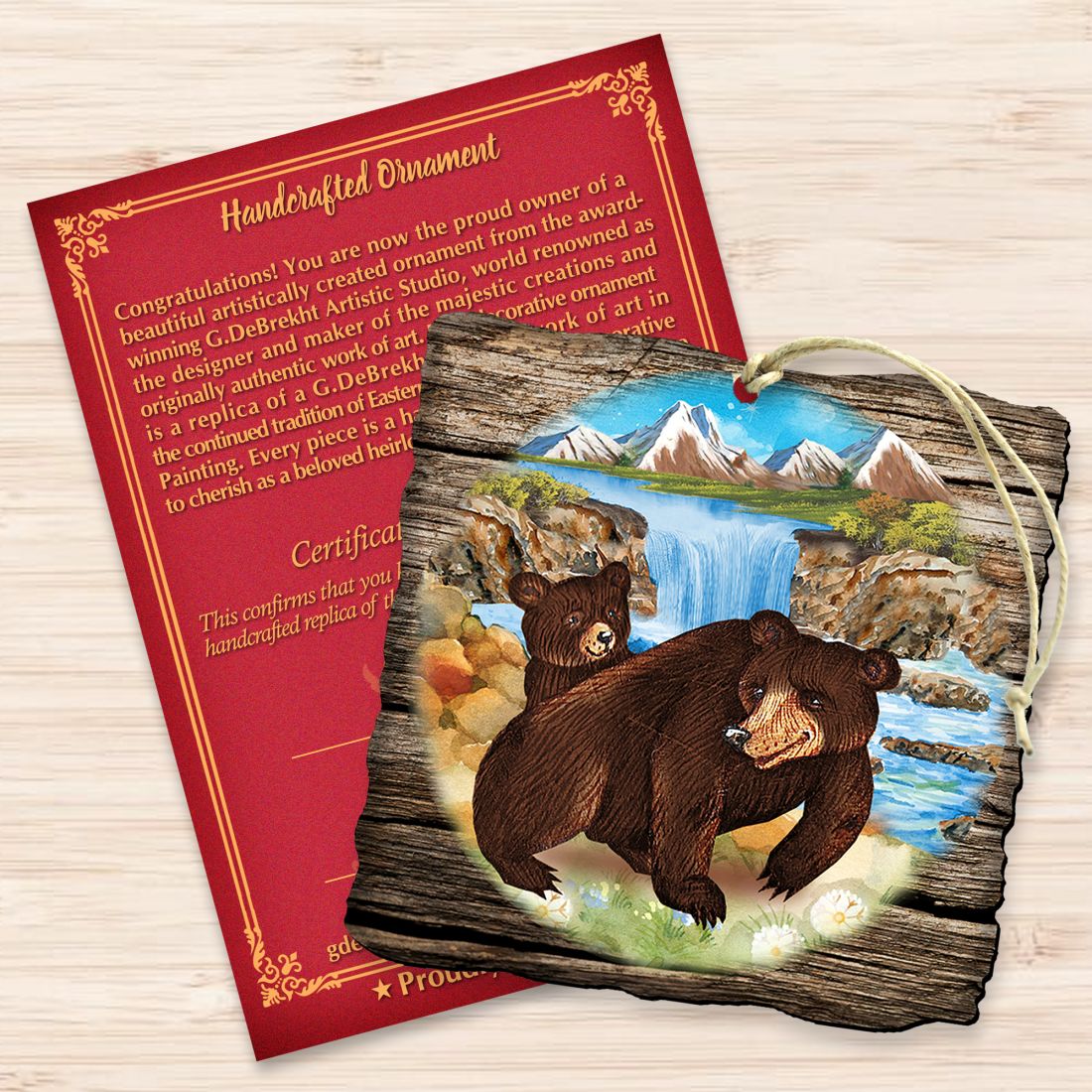 Bear Cabin Christmas Wooden Ornaments by G. DeBrekht - Wildlife Holiday Decor - 8114081-3