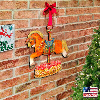 Carousel Horse Christmas Holiday Door Decor by G. DeBrekht - Carousel Holiday Decor - 8114041-1H-3