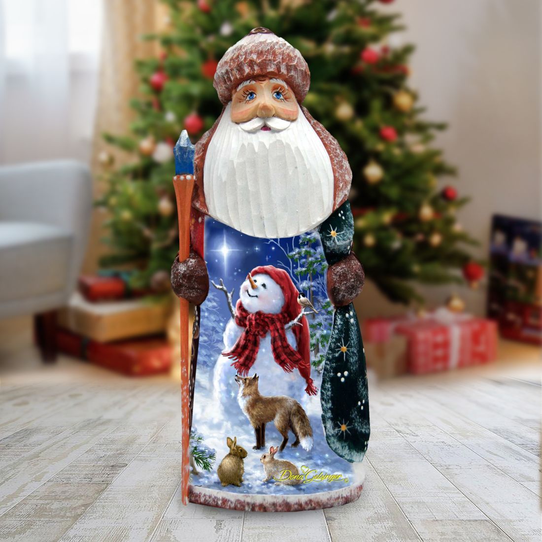 Heaven Nature Hand-Painted WOODCARVED Figurine by D. Gelsinger - Christmas Santa Snowman Decor - 242108-1801-0