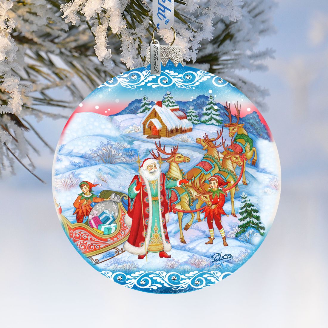 Long-awaited Courier Glass Ornament Limited Edition by G. DeBrekht - Christmas Santa Snowman Decor - 73843-1