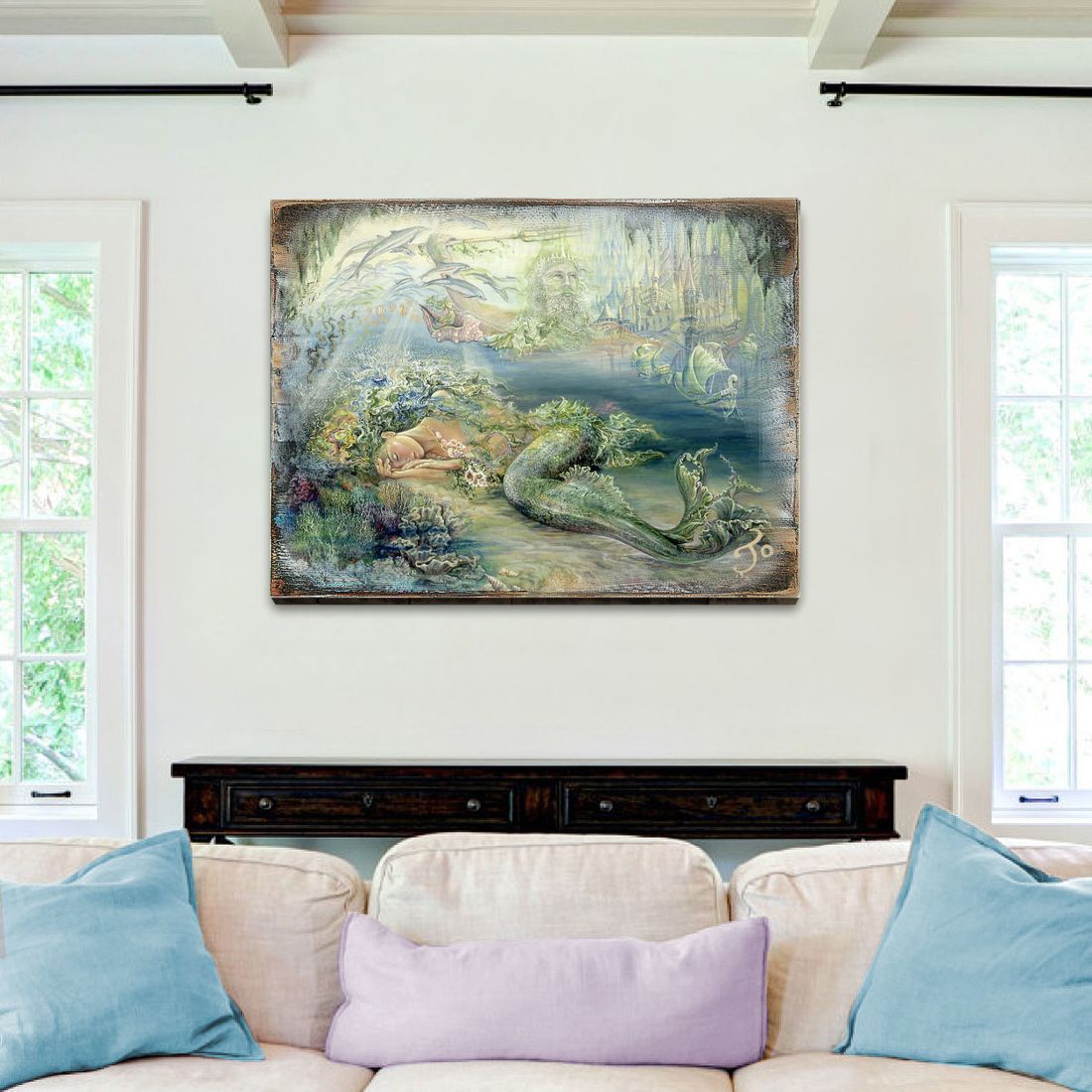 Dreams of Atlantis Fantasy Wooden Wall Art by Josephine Wall - Fantasy Décor - 852114-JW-0