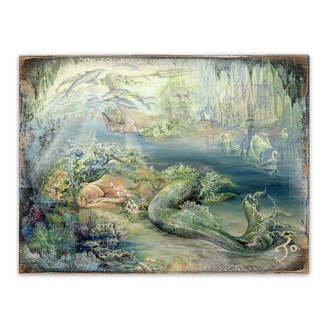 Dreams of Atlantis Fantasy Wooden Wall Art by Josephine Wall - Fantasy Décor - 852114-JW-1
