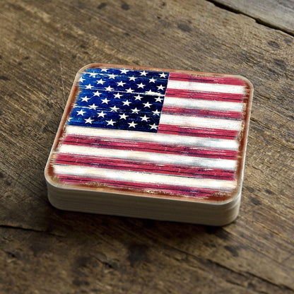 American Flag Wooden Cork Coasters Gift Set of 4 by Nature Wonders - 85099C-S4-3