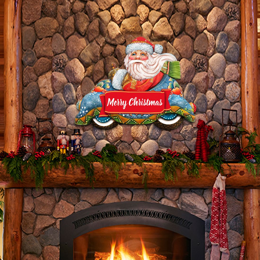 Merry Christmas Santa Door Decor by G. DeBrekht - Christmas Santa Snowman Decor - 8112045-2H-2