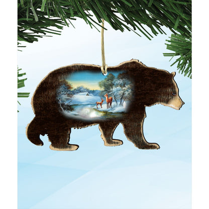 Black Bear Wooden Ornaments - Tree Ornament by G. DeBrekht - Wildlife Holiday Decor - 8198215-3-0