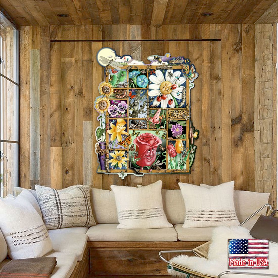 Bugs & Blossoms Whimsical Wall Art by Laura Seeley - Love Family Kids Decor - 8513002-LS-3