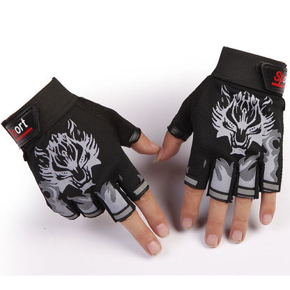 Wolf Head Half Finger Fingerless Gloves