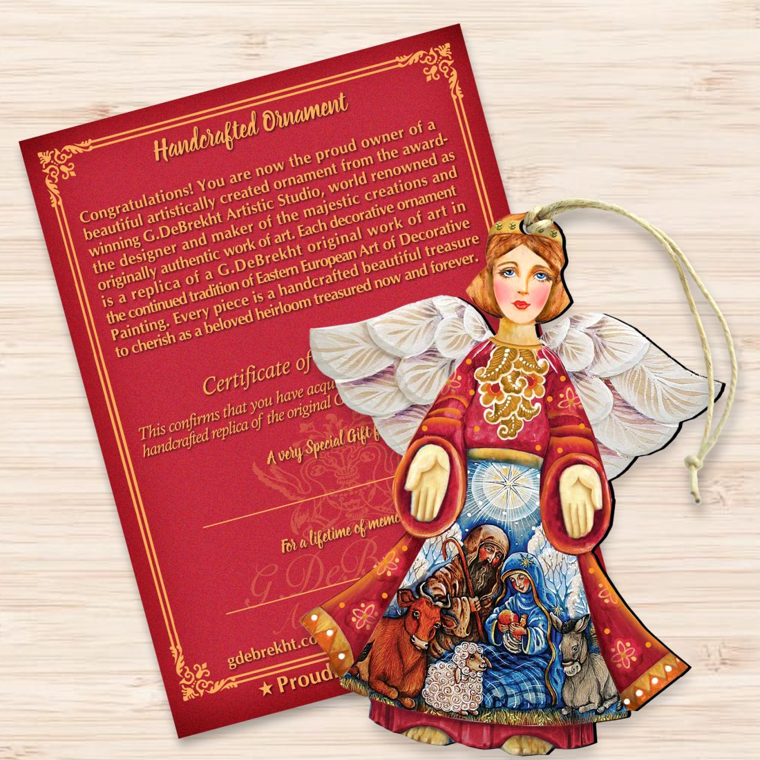 Nativity Christmas Angel Wooden Ornaments by G. DeBrekht - Nativity Holiday Decor - 8152722-3