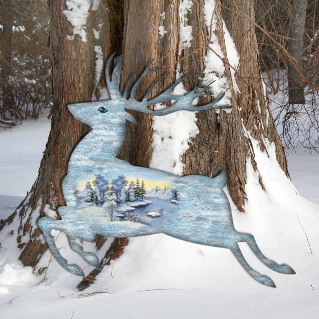 Prancing Deer Wildlife Door Decor - G. DeBrekht - Wildlife Holiday Decor - 8198211-1H-2