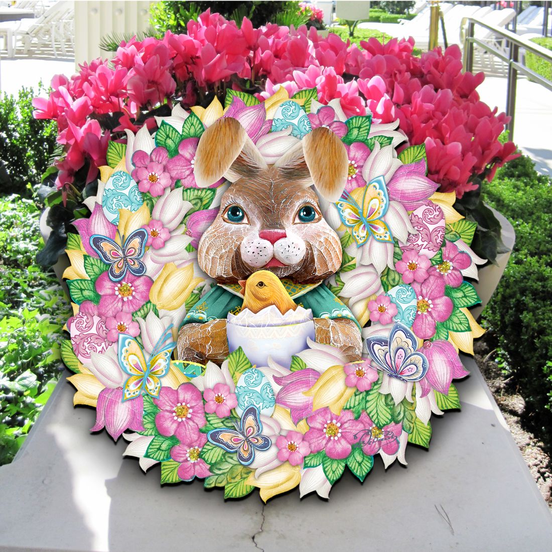 Bunny Holiday Door Wreath by G. DeBrekht - Easter Spring Decor - 8185301-2H-3