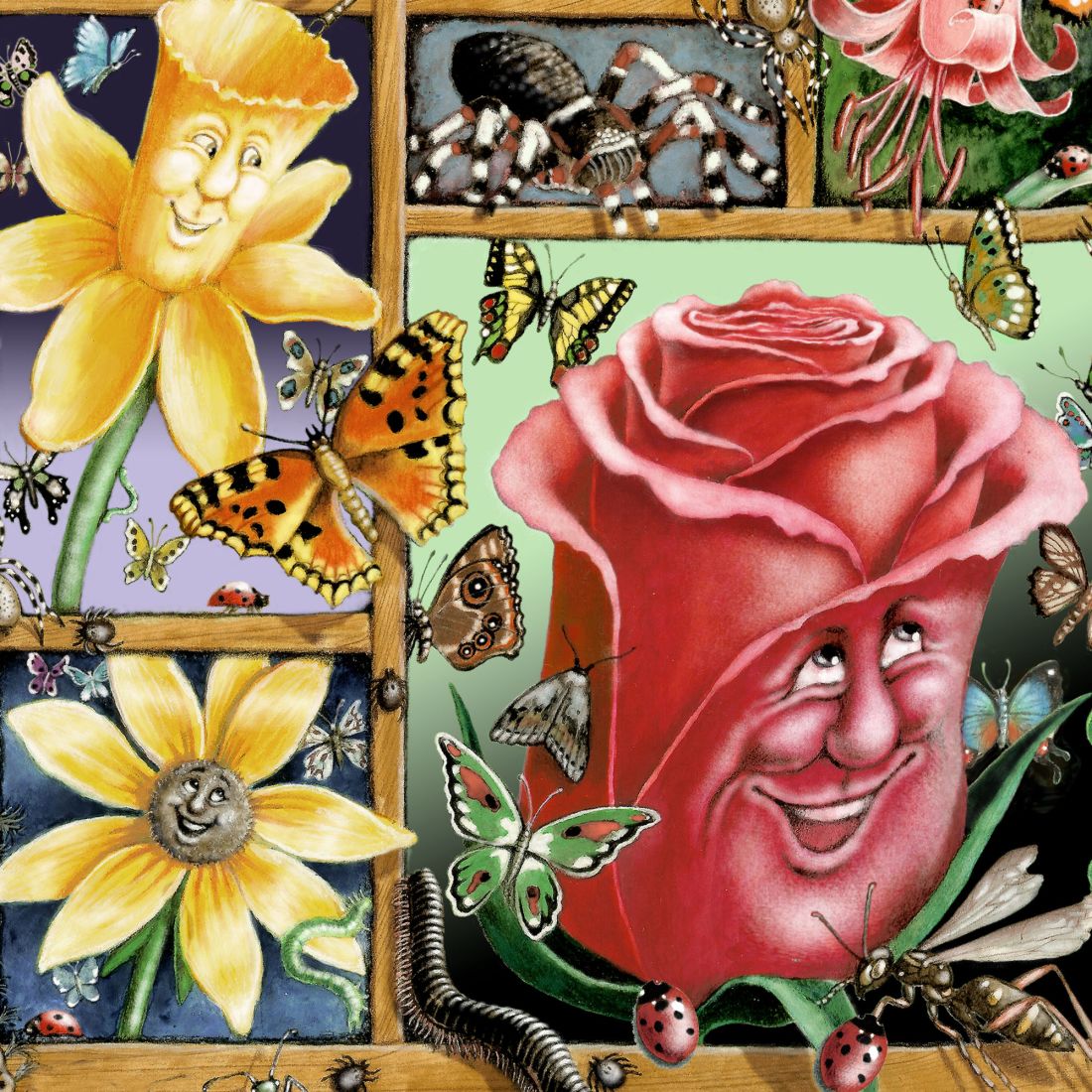 Bugs & Blossoms Whimsical Wall Art by Laura Seeley - Love Family Kids Decor - 8513002-LS-2