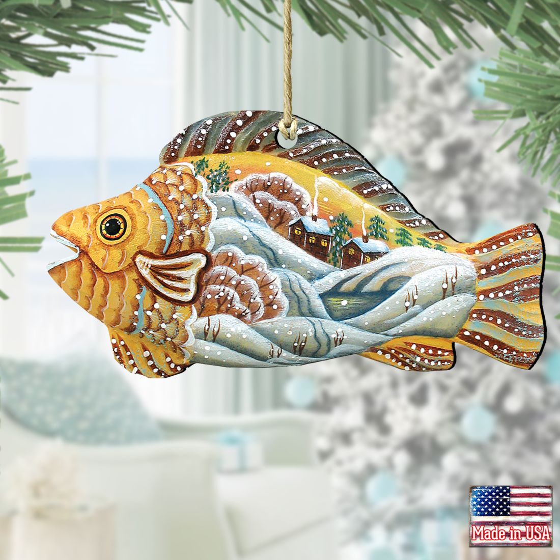Native Fish Christmas Wooden Ornaments by G. DeBrekht - Coastal Holiday Decor - 8126132-1