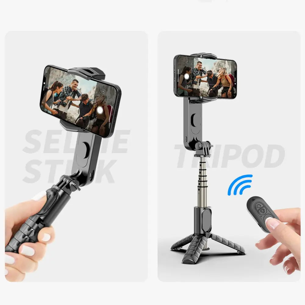 Handheld Gimbal Stabilizer Mini Selfie Stick Tripod with Removable Fill Light