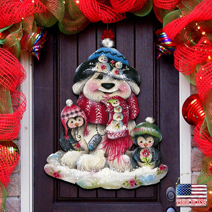 Christmas Dog Penguin Door Decor by Jamie Mills-Price - Pets Dog and Cats Decor - 8457503H-0