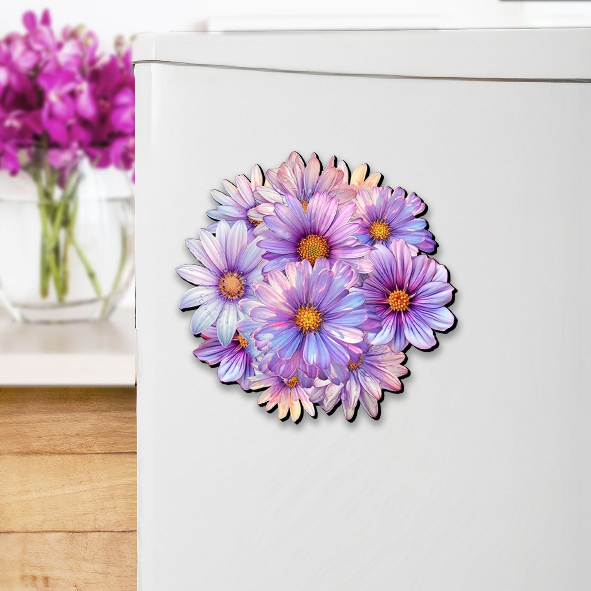 Bouquet of Flowers Decorative Eco Wood Magnets Set of 6 by G. Debrekht - Love Family Decor - 8090076G-S6-3