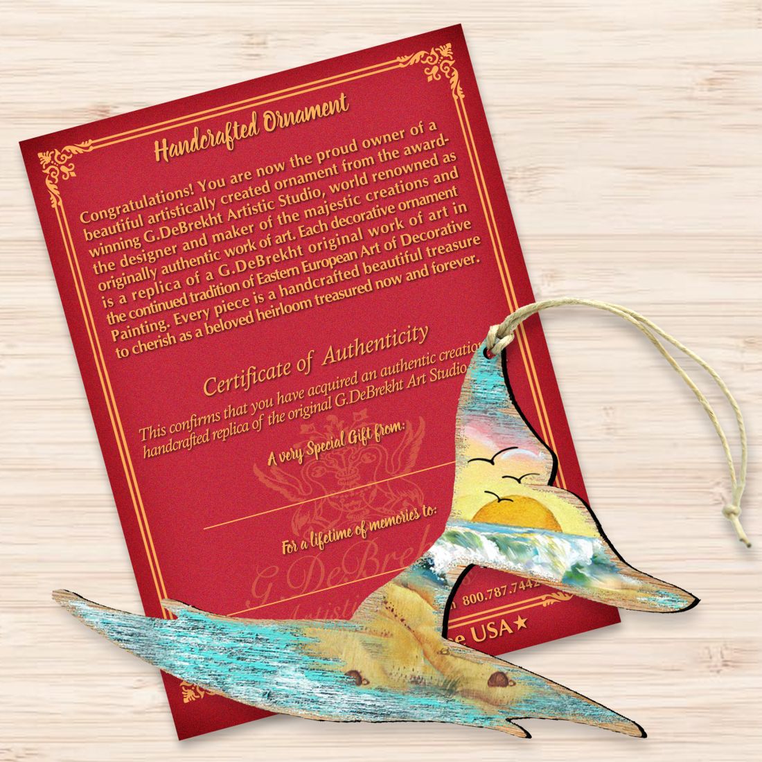 Whales Tale Wooden Ornaments by G. DeBrekht - Coastal Holiday Decor - 8198535-3