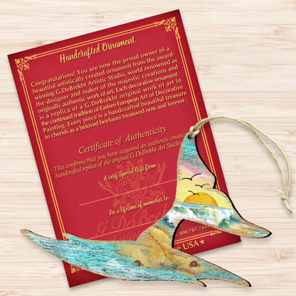 Whales Tale Wooden Ornaments by G. DeBrekht - Coastal Holiday Decor - 8198535-3