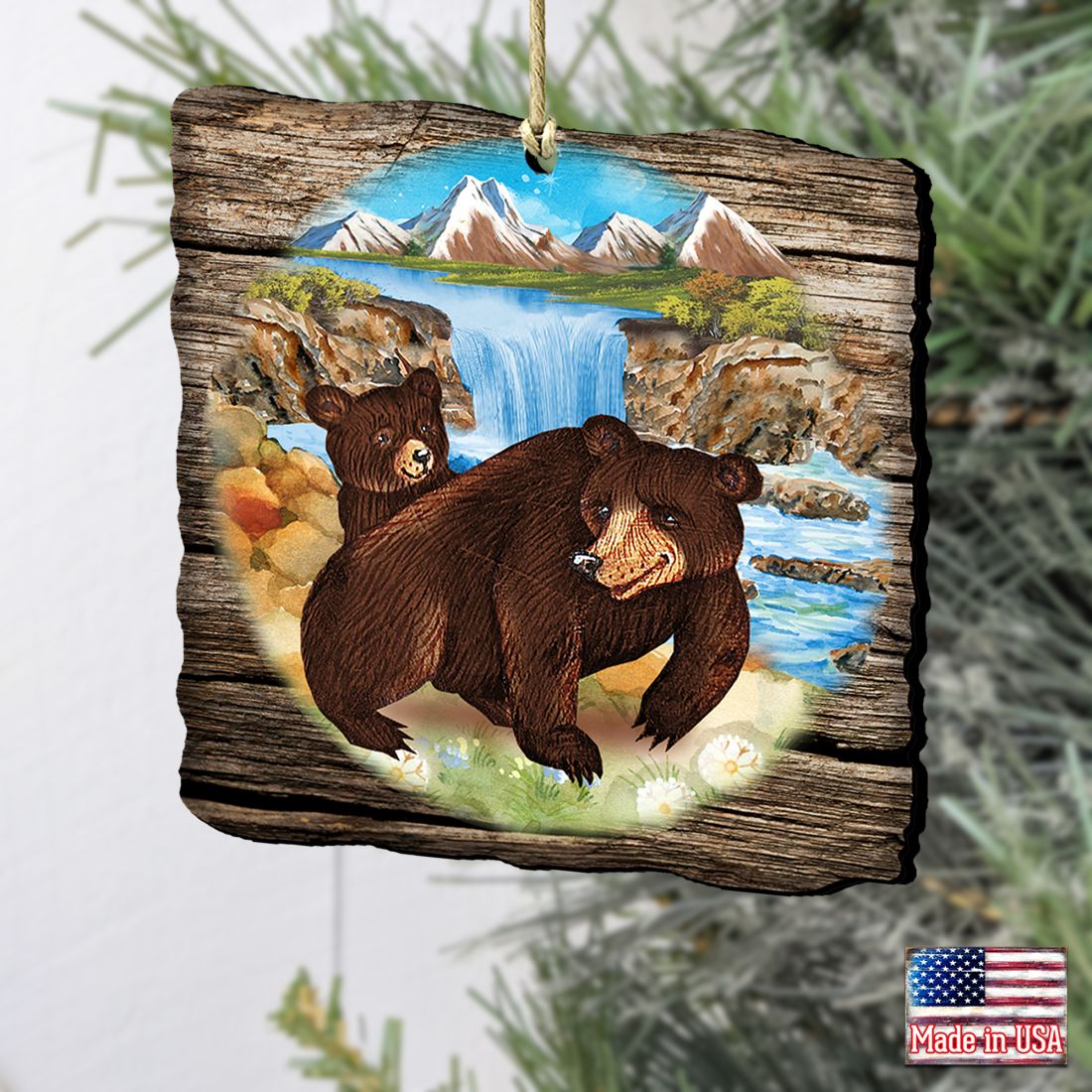 Bear Cabin Christmas Wooden Ornaments by G. DeBrekht - Wildlife Holiday Decor - 8114081-2