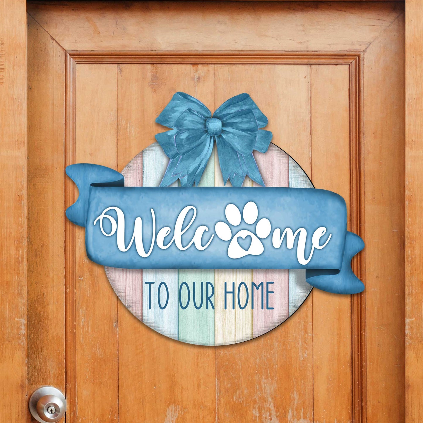 Front door welcome sign Dog lover porch wreath Main entrance Welcome sign - Wooden front porch decor - 933102H-3