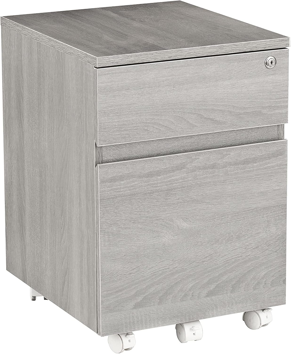 Rolling Lock and Storage 2 Drawer Vertical Filing Cabinet, 15.75" L X 17.75" W X 23" H,Grey-4