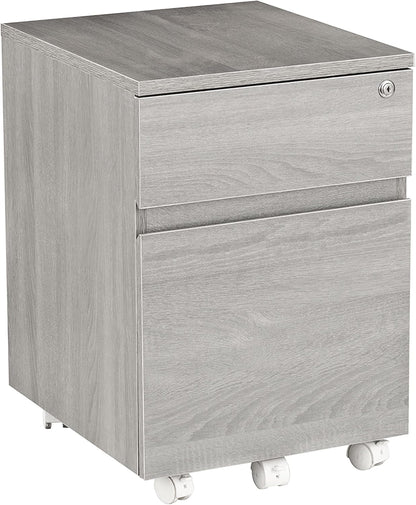 Rolling Lock and Storage 2 Drawer Vertical Filing Cabinet, 15.75" L X 17.75" W X 23" H,Grey-4