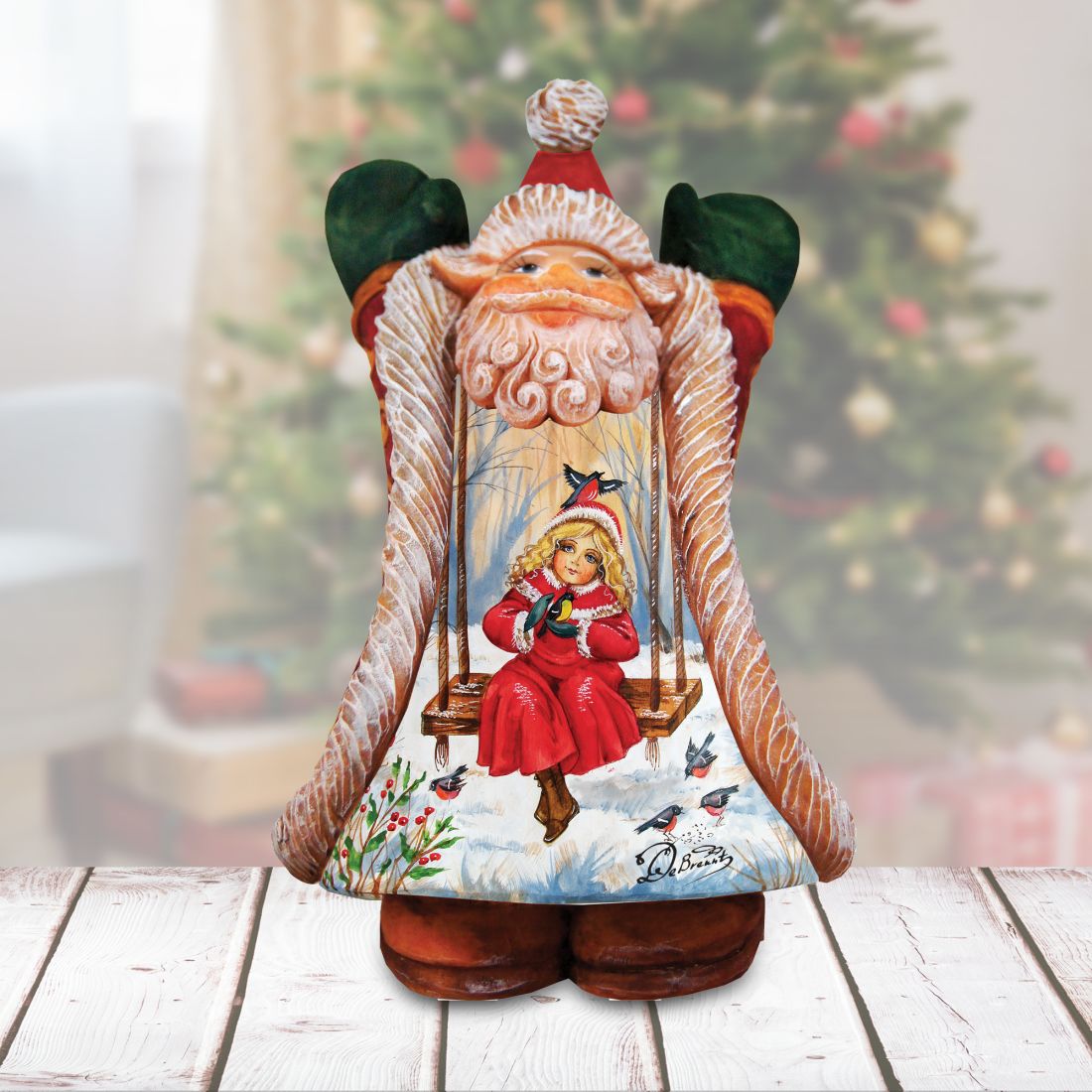 Children Fun Santa Handcrafted Christmas Figurine - G. DeBrekht - Christmas Santa Snowman Decor - 531211-0